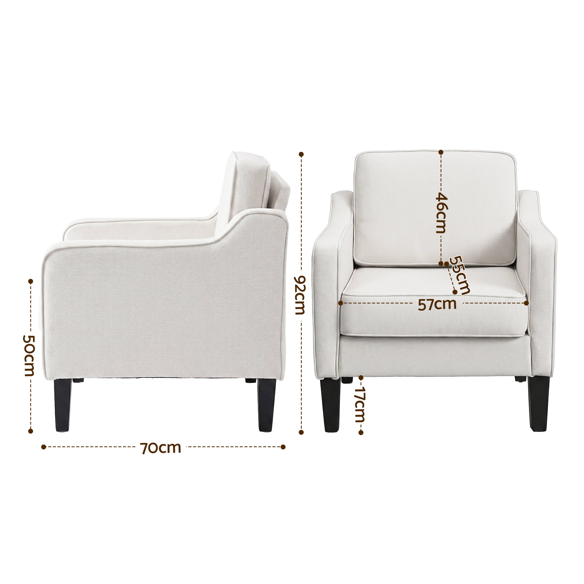 Armchair Lounge Accent Chair Linen Fabric Beige