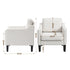 Linen Accent Armchair – Curved Armrests, Rubberwood Legs, Beige, 150kg
