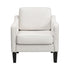 Linen Accent Armchair – Curved Armrests, Rubberwood Legs, Beige, 150kg