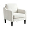 Linen Accent Armchair – Curved Armrests, Rubberwood Legs, Beige, 150kg