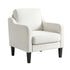 Linen Accent Armchair – Curved Armrests, Rubberwood Legs, Beige, 150kg