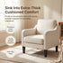 Linen Accent Armchair – Curved Armrests, Rubberwood Legs, Beige, 150kg