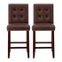 Artiss 2x Bar Stools Kitchen Dining Chairs Counter PU Leather Wooden Ada Brown