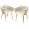 1 Set of 2  Dining Chairs Velvet Armchair Beige