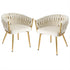 1 Set of 2  Dining Chairs Velvet Armchair Beige
