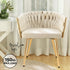 1 Set of 2  Dining Chairs Velvet Armchair Beige