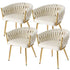 1 Set of 4  Dining Chairs Velvet Armchair Beige