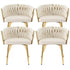 1 Set of 4  Dining Chairs Velvet Armchair Beige