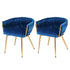 1 Set of 2 Artiss Dining Chairs Velvet Weaving Armchair Blue