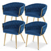 1 Set of 4 Dining Chairs Velvet Weaving Armchair Blue