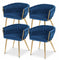 1 Set of 4 Dining Chairs Velvet Weaving Armchair Blue