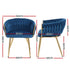 1 Set of 4 Dining Chairs Velvet Weaving Armchair Blue