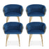 1 Set of 4 Dining Chairs Velvet Weaving Armchair Blue
