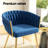 1 Set of 4 Dining Chairs Velvet Weaving Armchair Blue