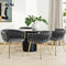 Set of 4 Velvet Dining Chairs Grey Armchair Steel Legs