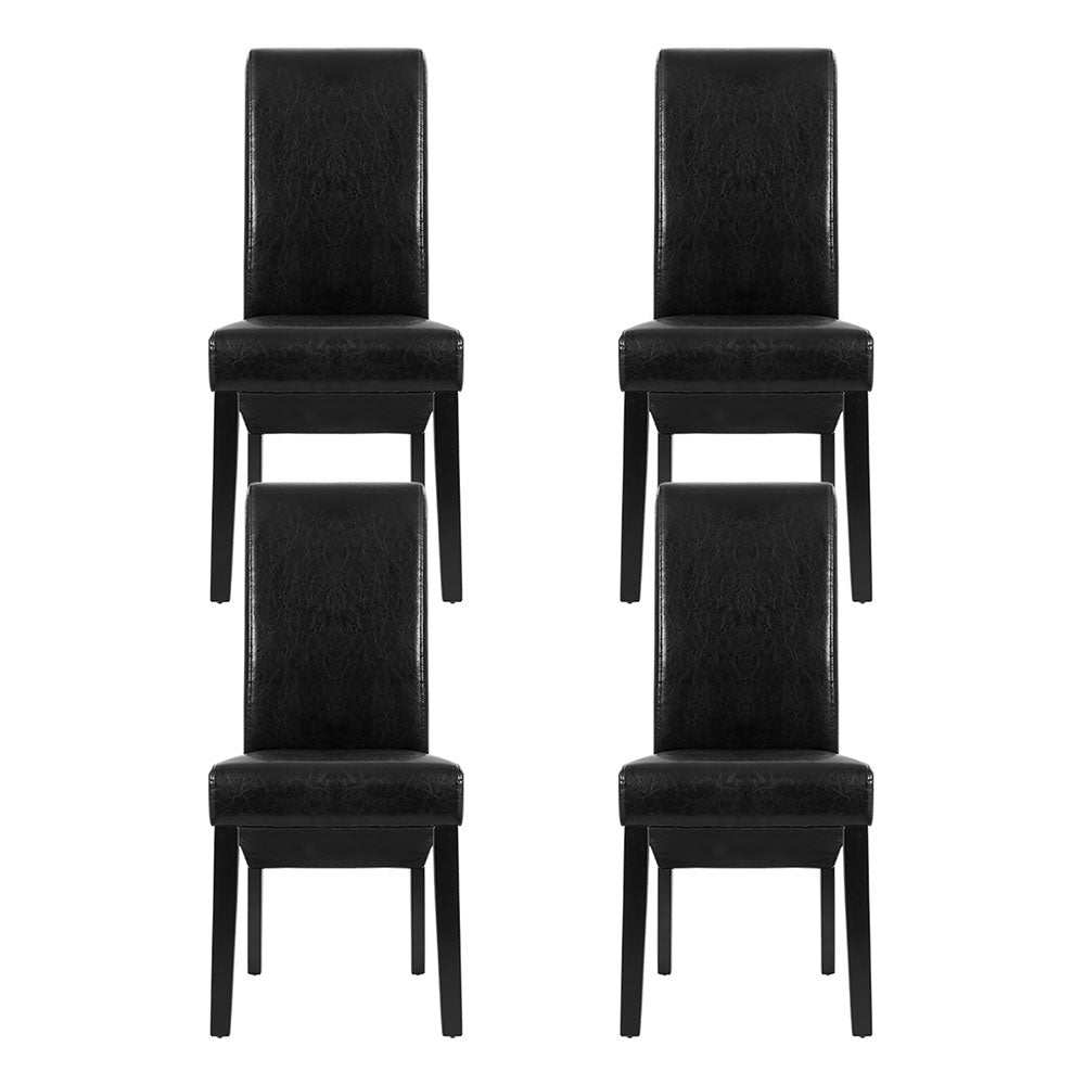 Dining Chairs Set of 2 Leather Parsons Chair Black