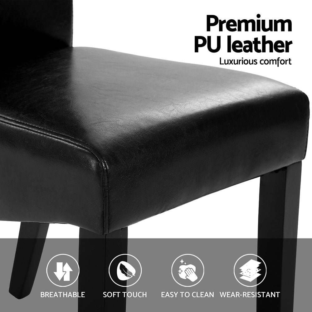 Dining Chairs Set of 2 Leather Parsons Chair Black