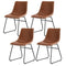4x Retro PU Leather Dining Chairs, Cross-Stitch Accent Chair Set, Brown