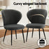 Artiss 4x Dining Chairs Sherpa Boucle Wing Back Grey