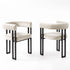Dining Chairs Set of 2 Velvet Upholstered Barrel Chairs with Curved Armrests & Back Beige
