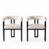 Dining Chairs Set of 2 Velvet Upholstered Barrel Chairs with Curved Armrests & Back Beige