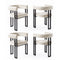 Dining Chairs Set of 4 Velvet Upholstered Barrel Chairs with Curved Armrests & Back Beige