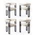 Dining Chairs Set of 4 Velvet Upholstered Barrel Chairs with Curved Armrests & Back Beige