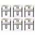 Dining Chairs Set of 6 Velvet Upholstered Barrel Chairs with Curved Armrests & Back Beige