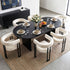 Dining Chairs Set of 6 Velvet Upholstered Barrel Chairs with Curved Armrests & Back Beige