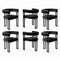 Dining Chairs Set of 6 Velvet Upholstered Barrel Chairs with Curved Armrests & Back Black
