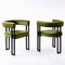 Artiss Dining Chairs Set of 2 Velvet Upholstered Barrel Chairs with Curved Armrests & Back Green