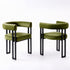 Artiss Dining Chairs Set of 2 Velvet Upholstered Barrel Chairs with Curved Armrests & Back Green
