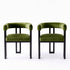Artiss Dining Chairs Set of 2 Velvet Upholstered Barrel Chairs with Curved Armrests & Back Green