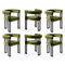 Artiss 6 Piece Velvet Barrel Dining Chairs Set Curved Armrests Green Metal Legs