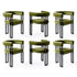 Artiss 6 Piece Velvet Barrel Dining Chairs Set Curved Armrests Green Metal Legs