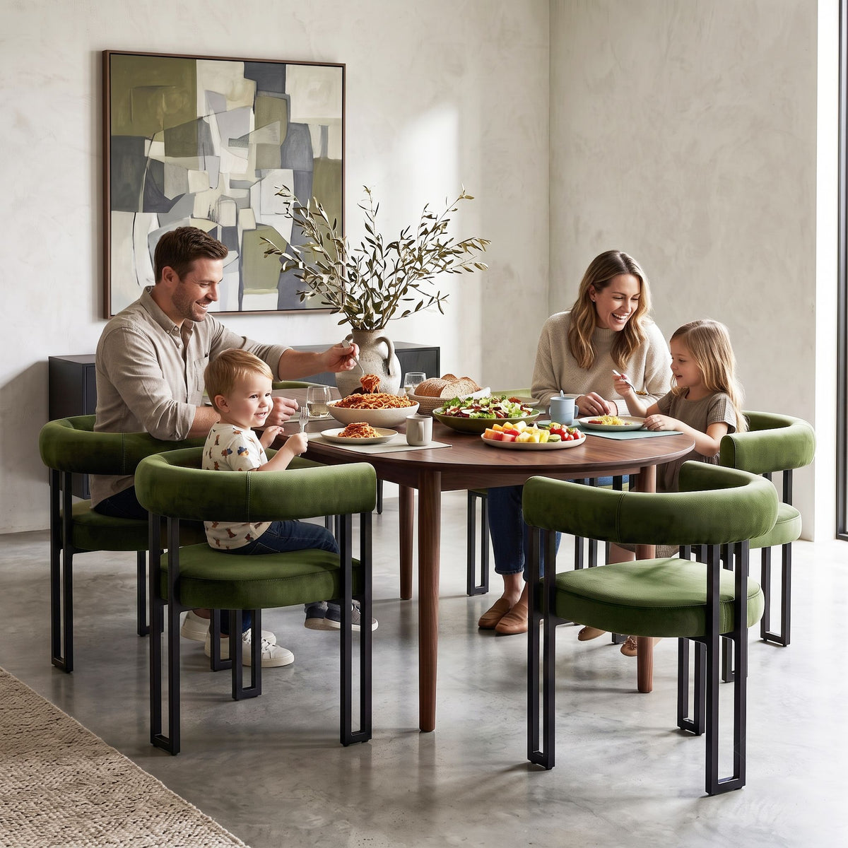 Artiss 6 Piece Velvet Barrel Dining Chairs Set Curved Armrests Green Metal Legs