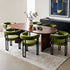 Artiss 6 Piece Velvet Barrel Dining Chairs Set Curved Armrests Green Metal Legs