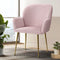 Artiss Set of 2 Velvet Dining Chairs with Armrests Pink Upholstered Accent Chairs