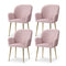 Set of 4 Velvet Dining Chairs Armchair Pink Steel Legs 150kg Capacity