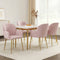 Dining Chairs Set of 4 Velvet Armchair Pink