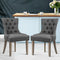 Artiss 2x French Provincial Dining Chairs Linen Tufted Grey Rubber Wood