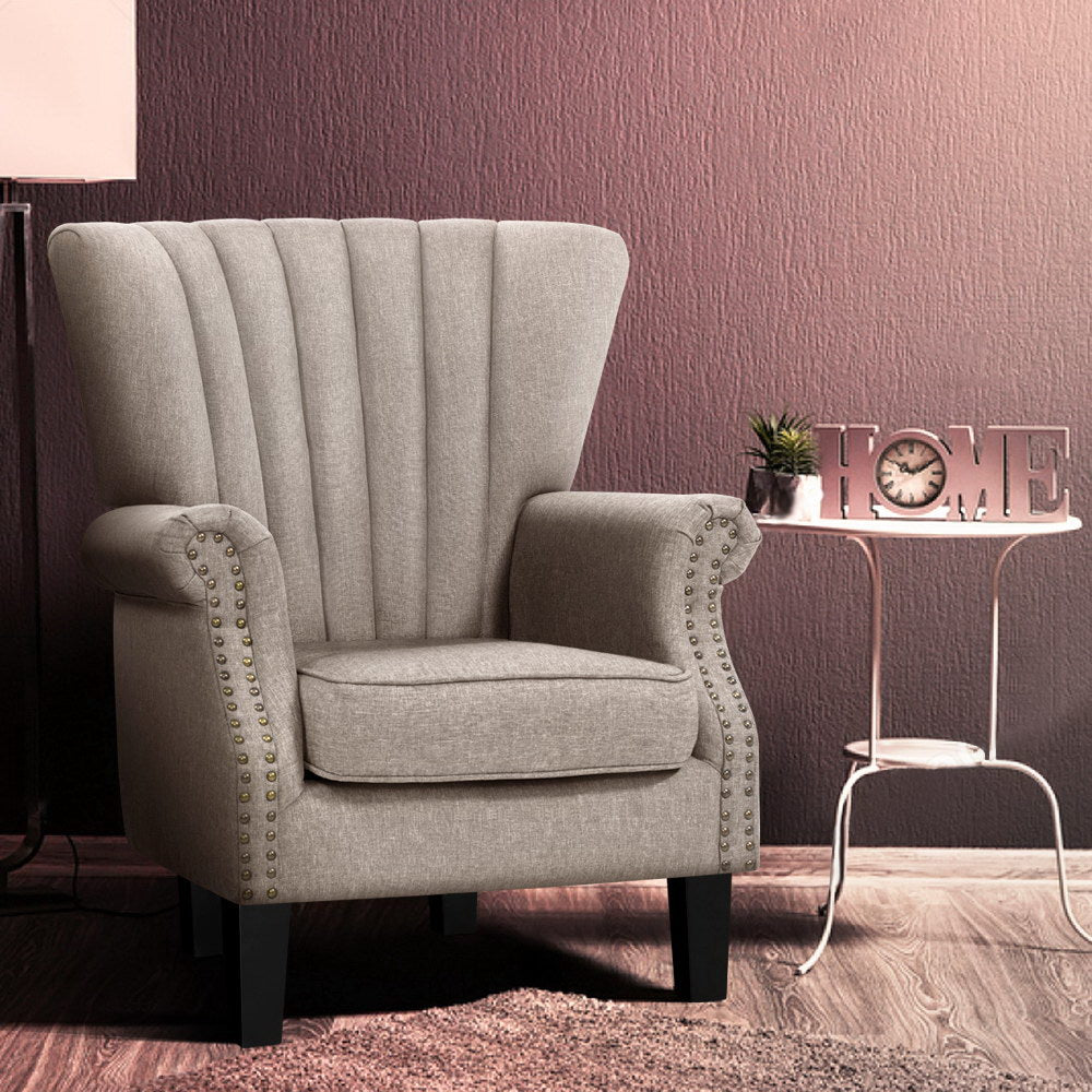 Armchair Wingback Beige Andrew