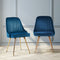 Artiss 2x Velvet Dining Chairs Blue Gold Legs Upholstered Accent Chairs