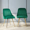 Artiss 2x Velvet Dining Chairs Green Gold Legs Upholstered Accent Chairs