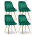 Dining Chairs Set of 4 Velvet Channel Tufted Green