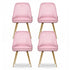 Dining Chairs Set of 4 Velvet Channel Tufted Pink
