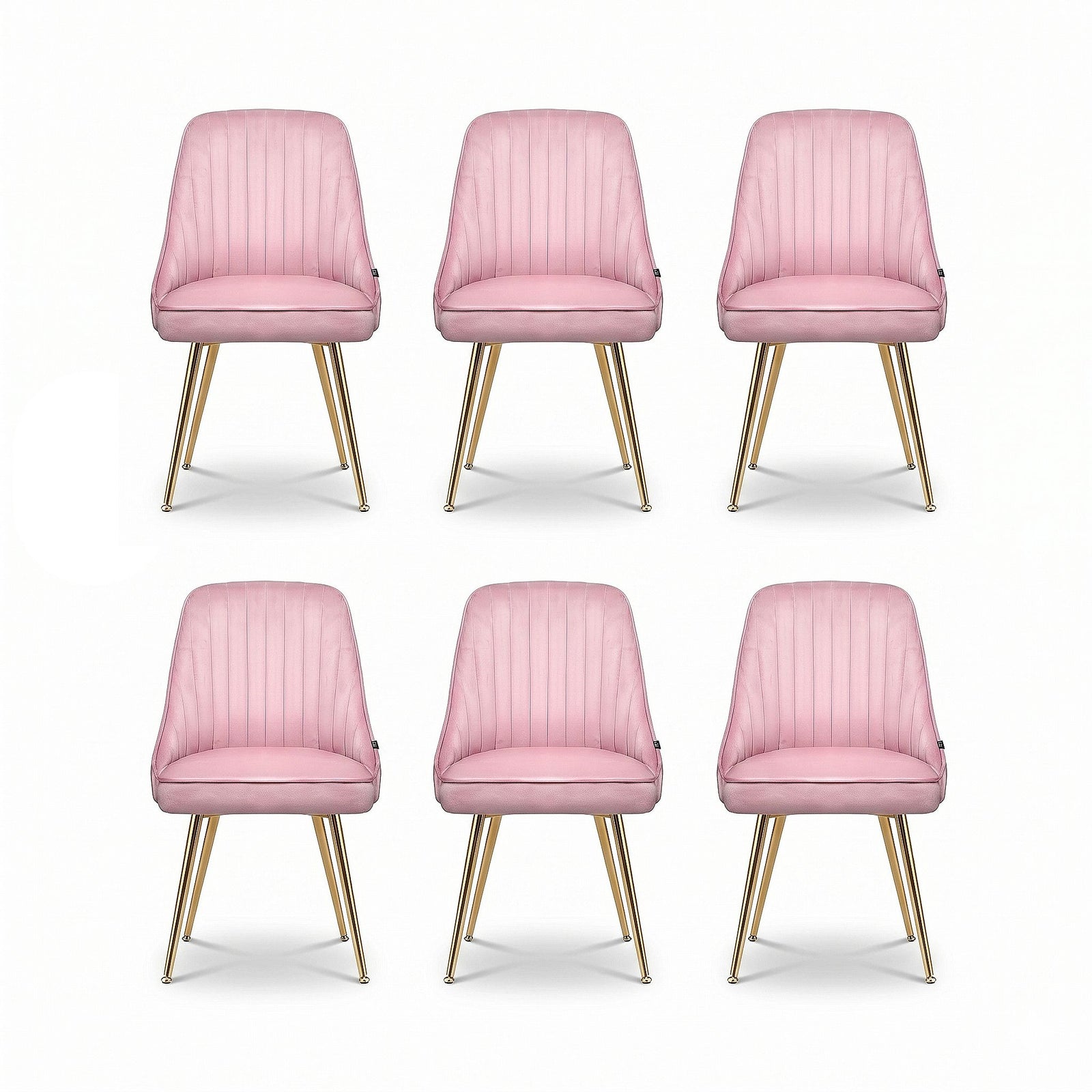 Artiss Dining Chairs Set of 6 Velvet Channel Tufted Pink