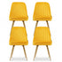 Dining Chairs Set of 4 Velvet Channel Tufted Yellow