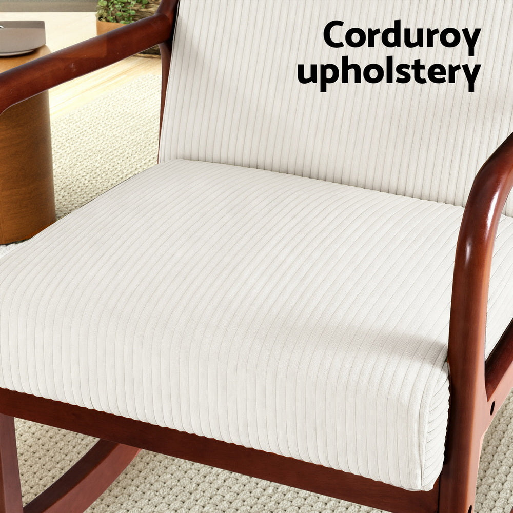 Rocking Armchair Nursing Chair Corduroy Beige