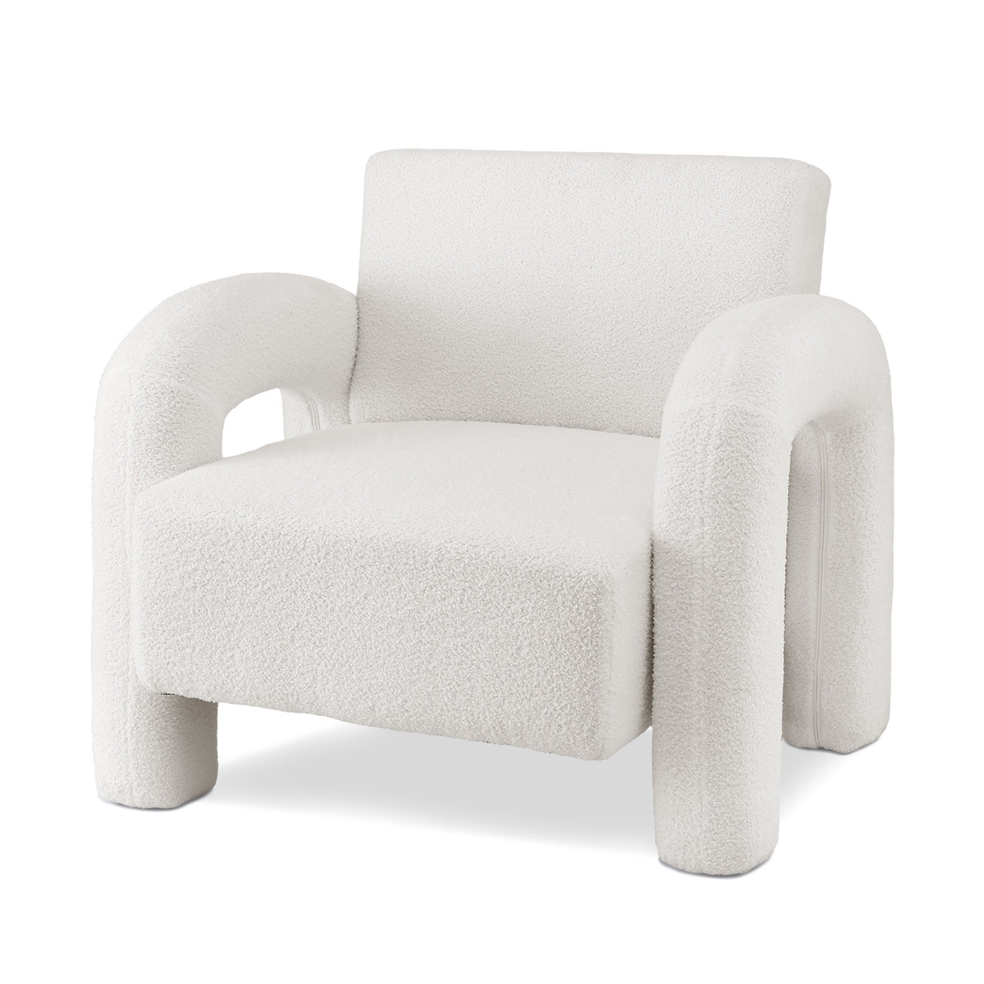 Armchair Accent Chair Lounge Sofa Couch Curved Seat Boucle White